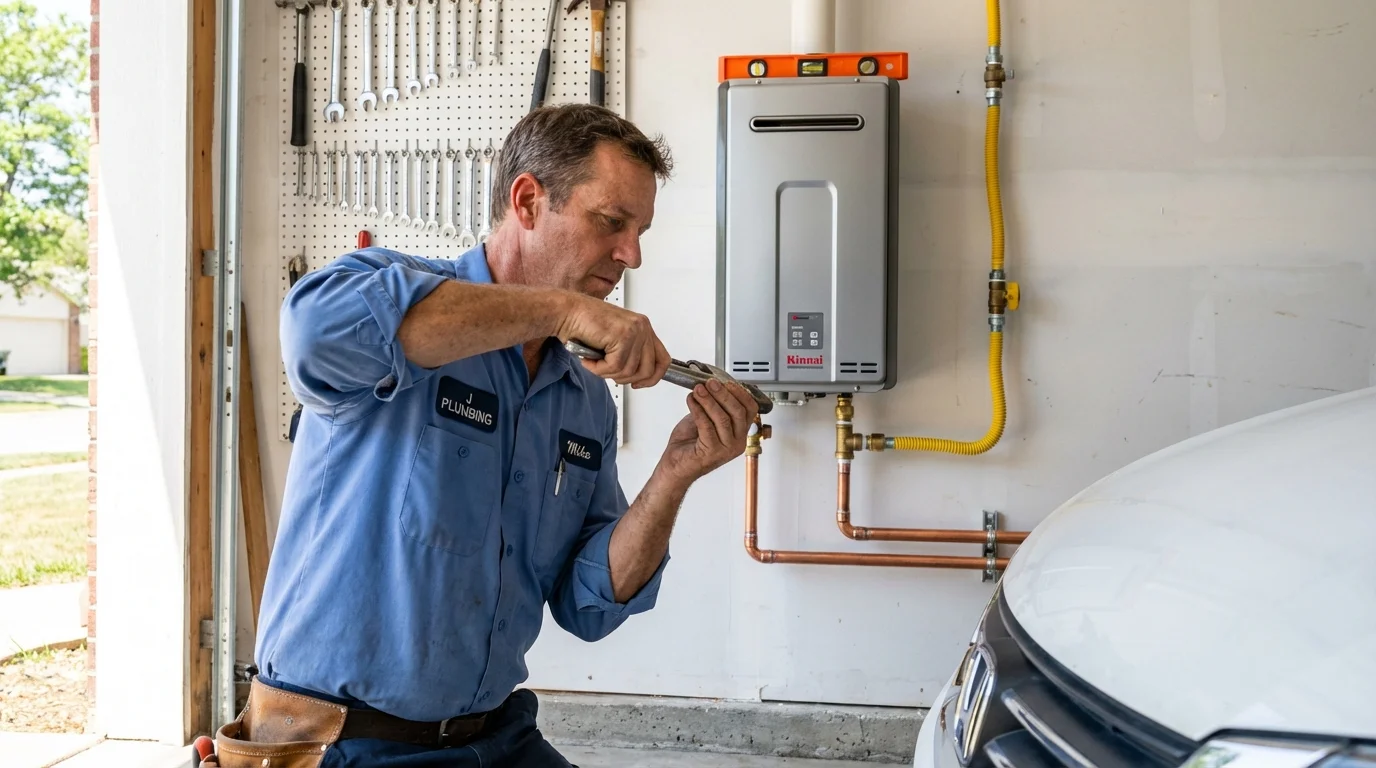 Tankless water heater installation by a Johns Plumbing LLC plumber in Hazen